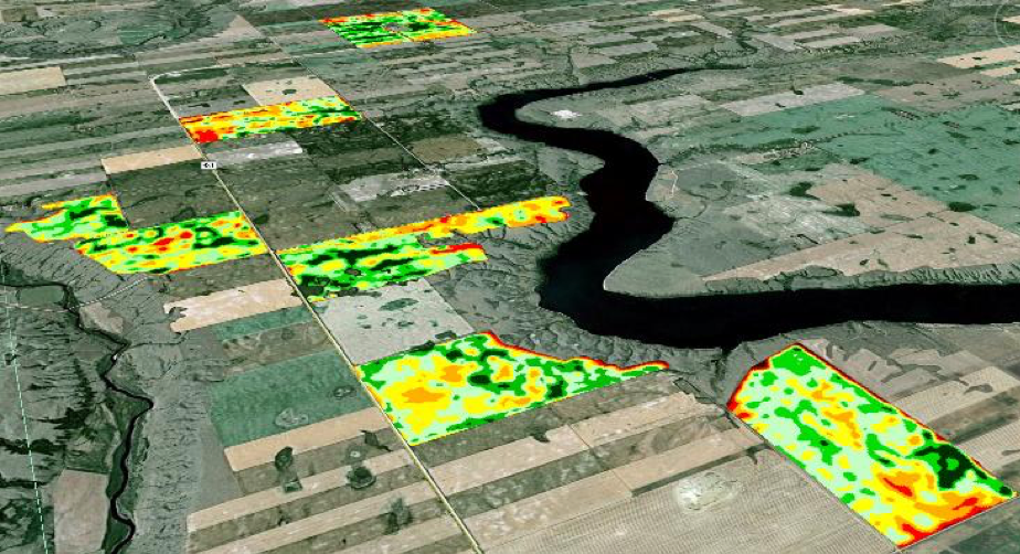 Weather monitoring map for crop scouting